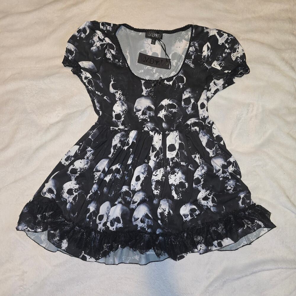 Widow Wayward Skulls Babydoll Dress